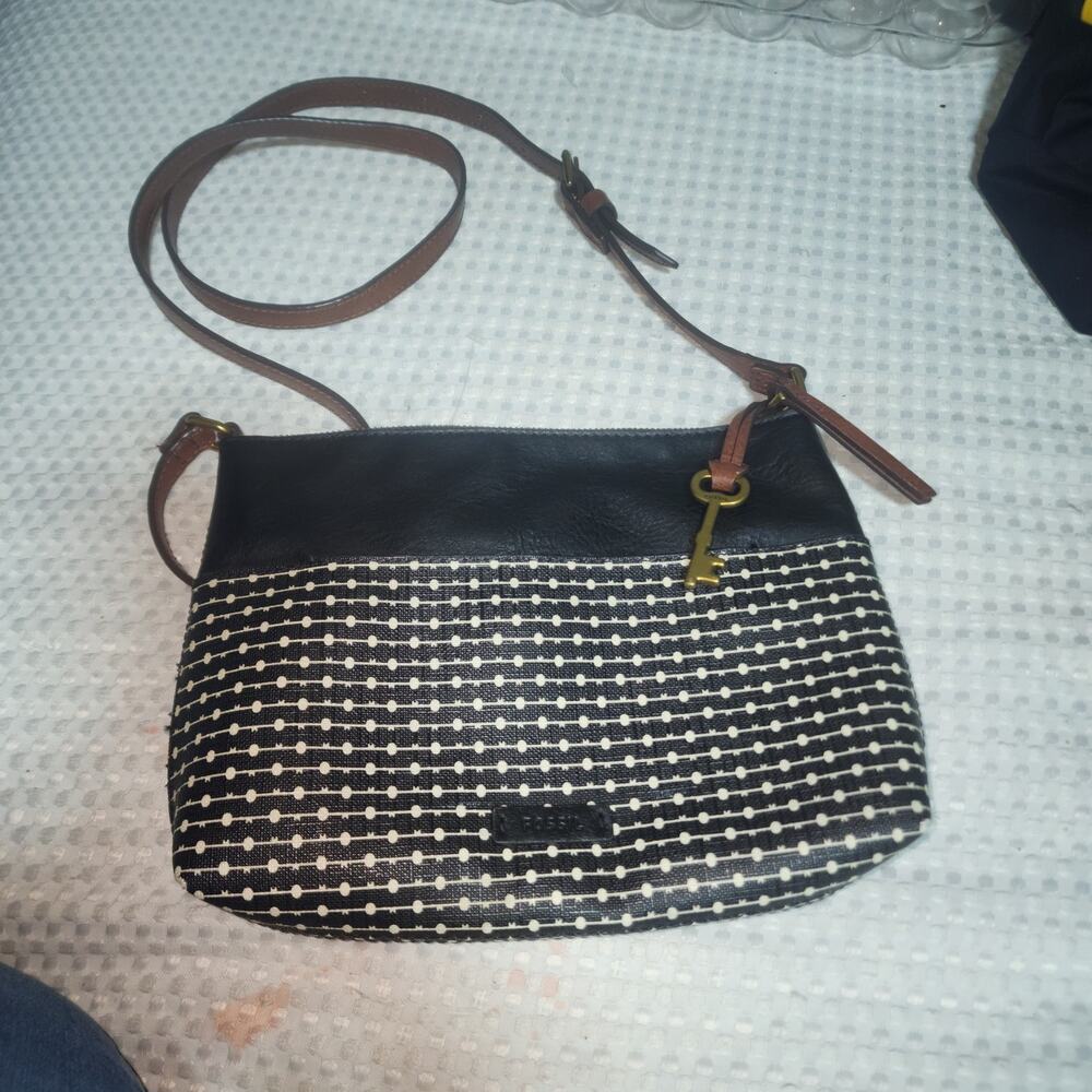 FOSSIL EUC FIONA CROSSBODY STRIPED GEOMETRIC CROSSBODY BAG